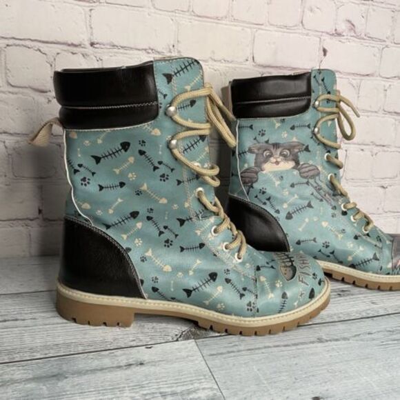Blue Fishbone Lover Womens Boots‎ DOGO Vegan boots size 40 US 9 - Picture 11 of 13